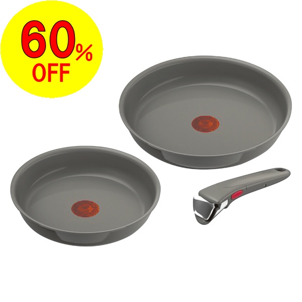 【60％OFF】T-fal　インジニオ・ネオIHセラミックグライドアースグレー セット3