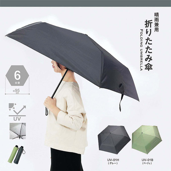 晴雨兼用折りたたみ傘 グレー